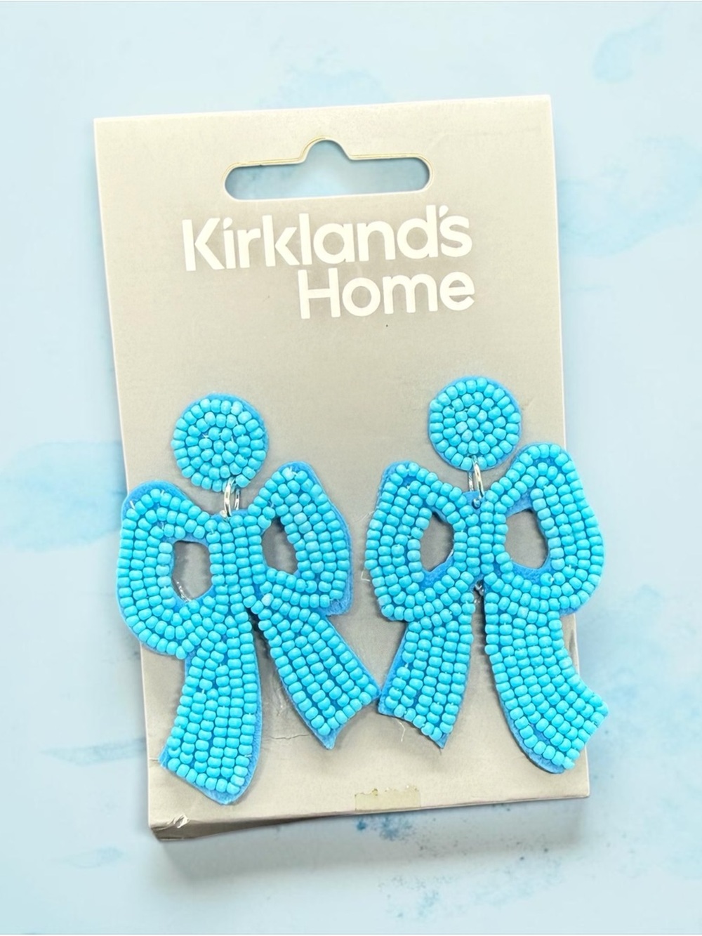 🏷️‼️5/$25🏷️‼️💙Kirkland's Home💙Turquoise Beaded Bow Drop Earrings/NIP